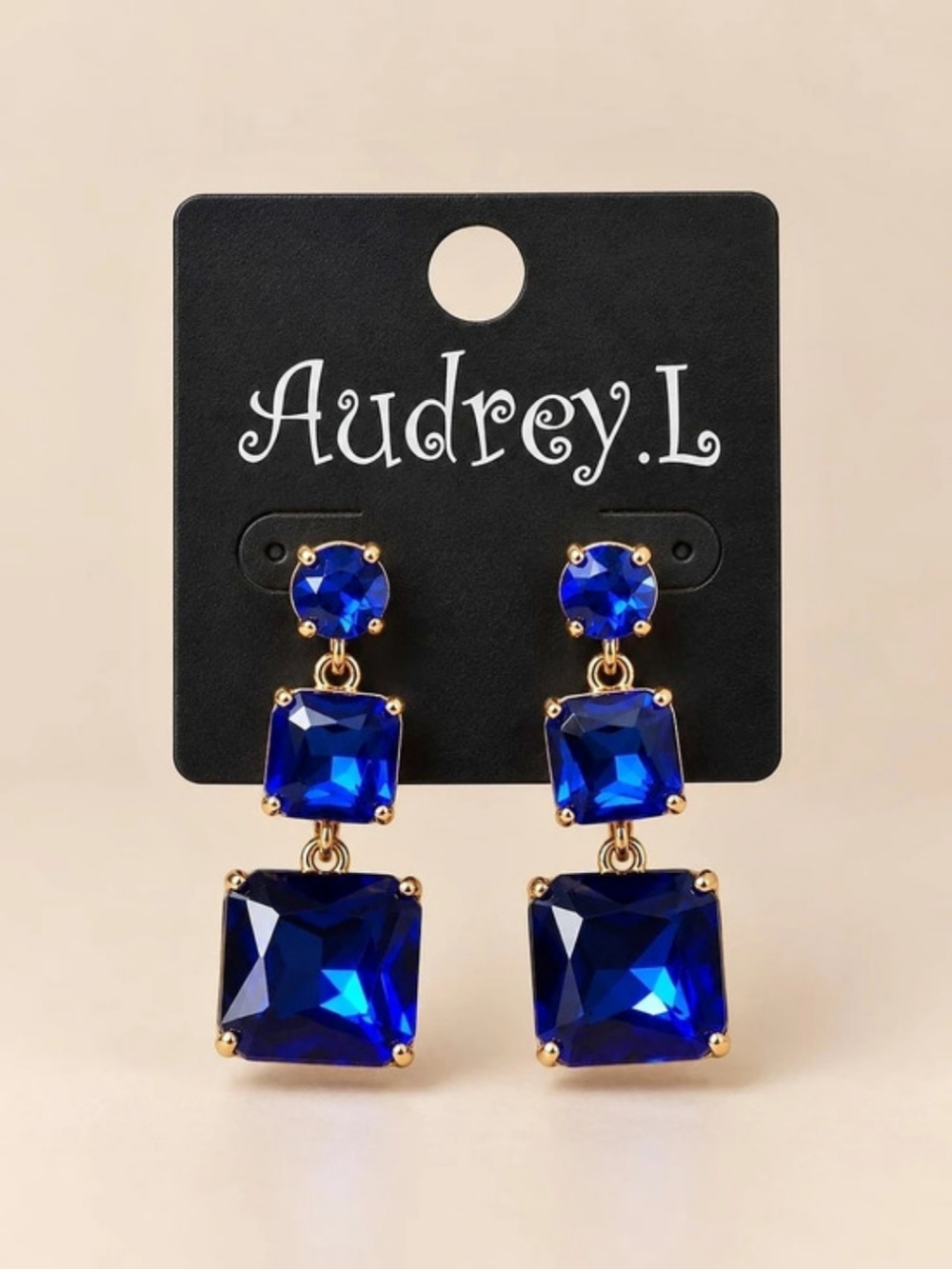 Audrey.L Blue Crystal Drop Earrings NWT